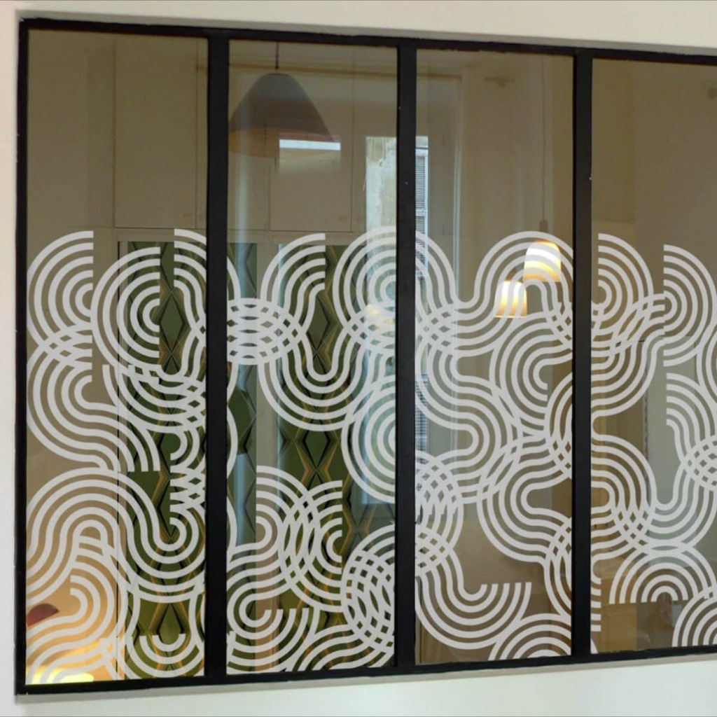 Decorative frosted window patterns for office